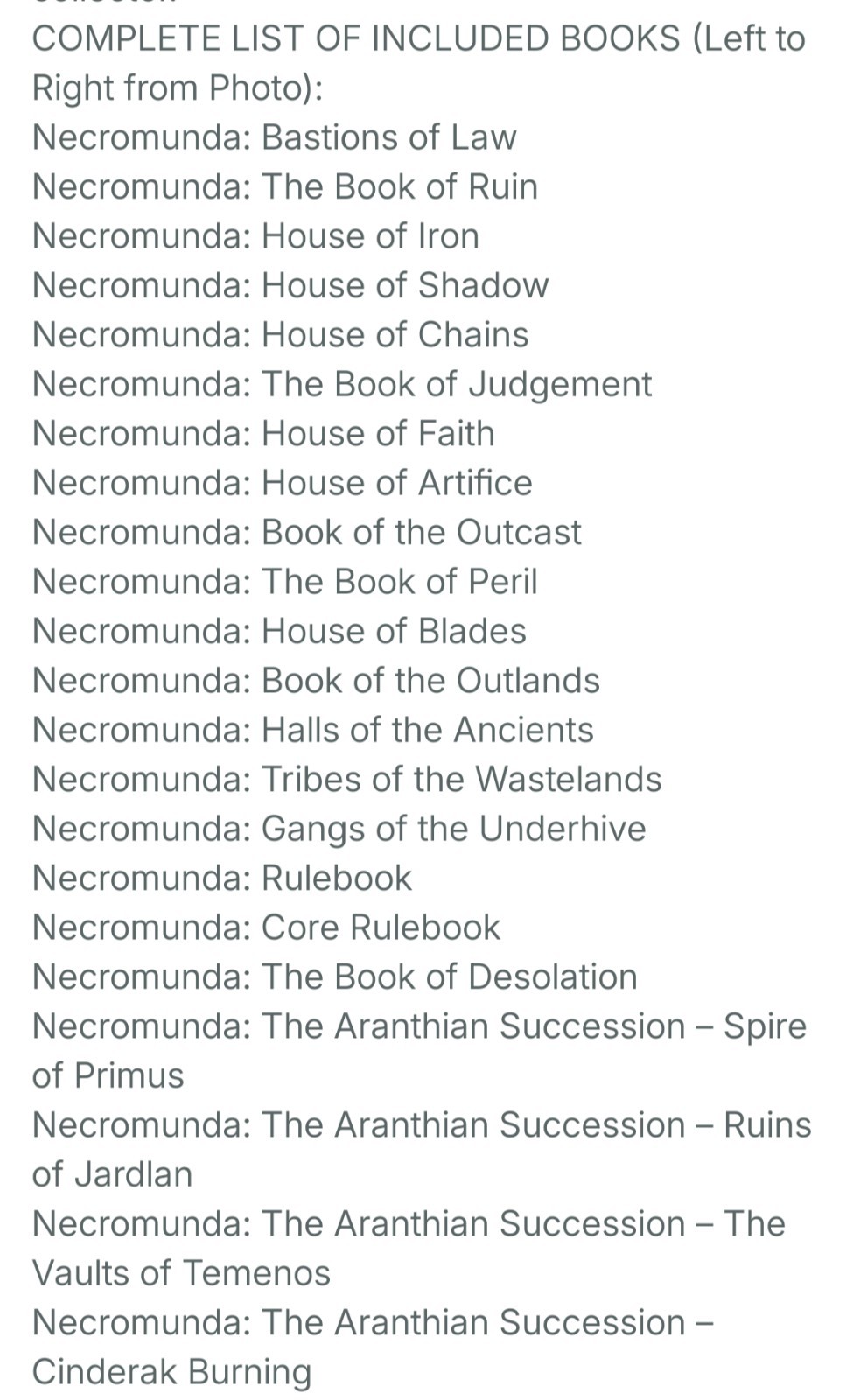 Necromunda Books Lot