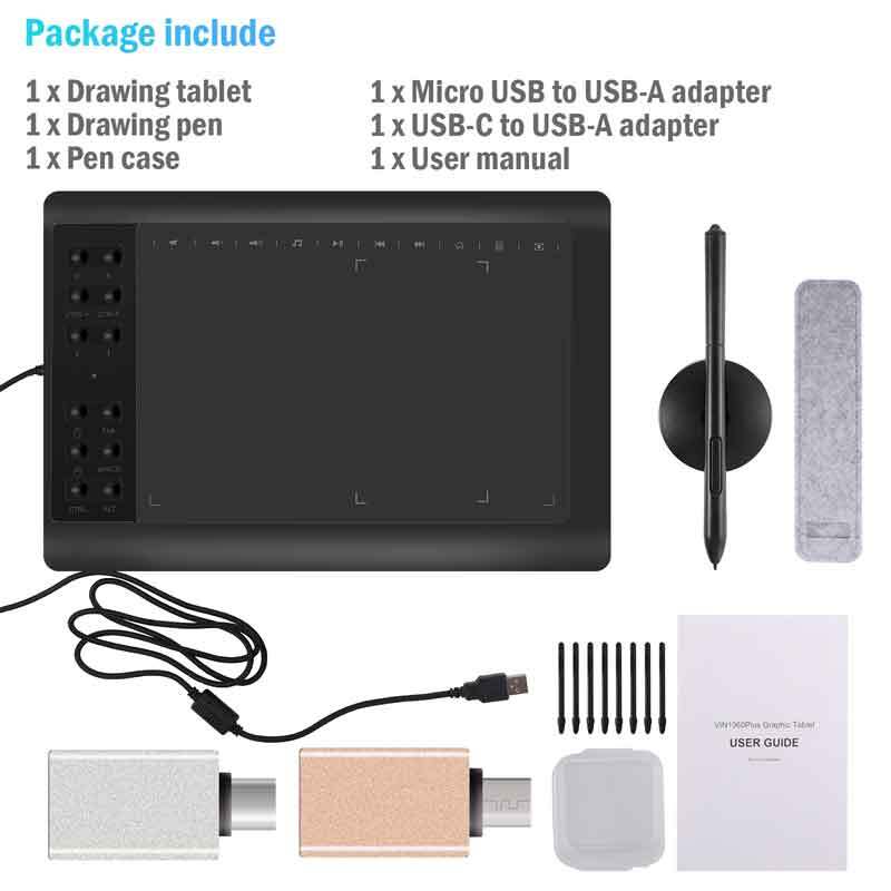 Digital Graphic Drawing Tablet with Screen Pen Display 22 Shortkey VIN1060 Plus