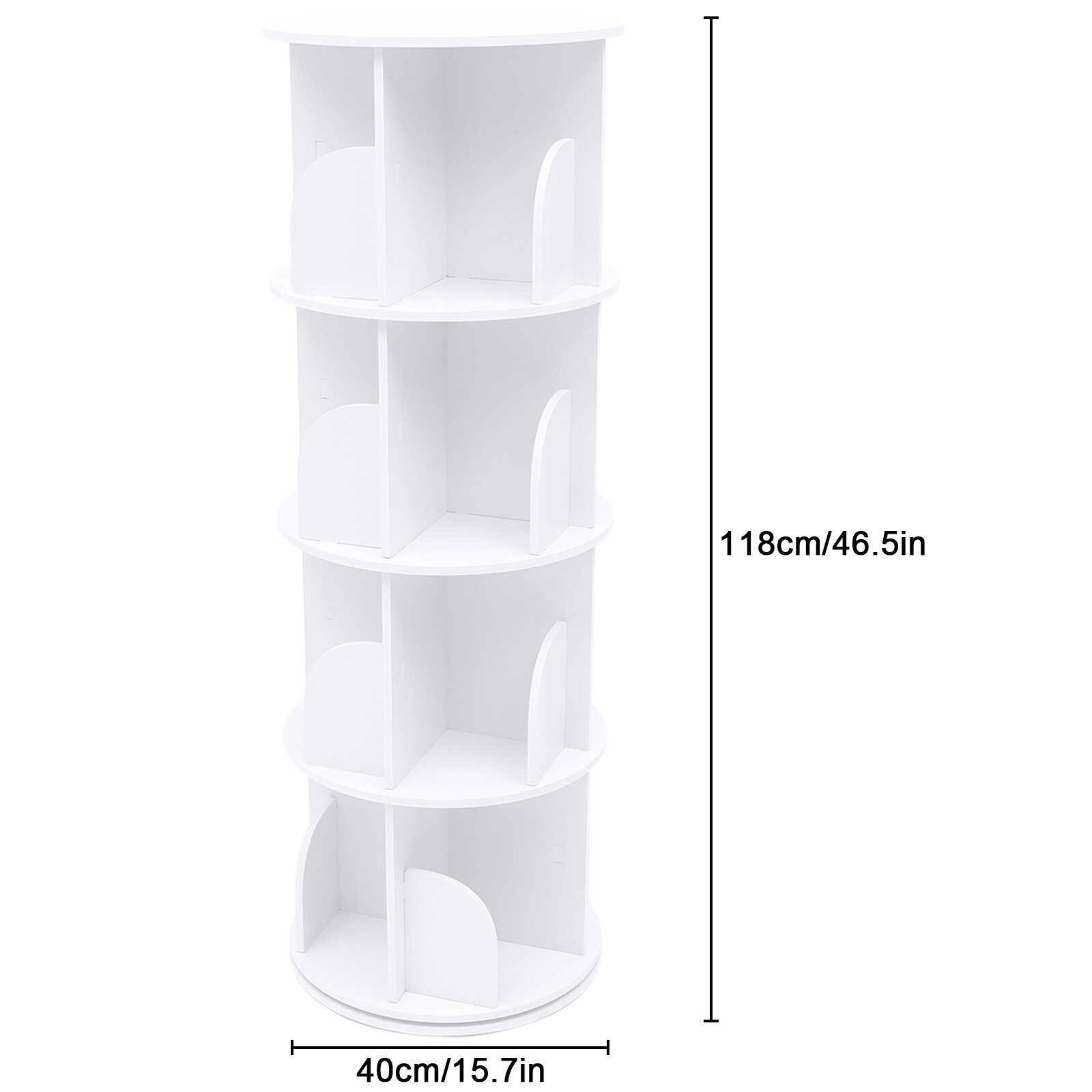 Rotating Bookshelf 360 Bookcase Freestanding Storage Shelf Display Rack 4 Tier