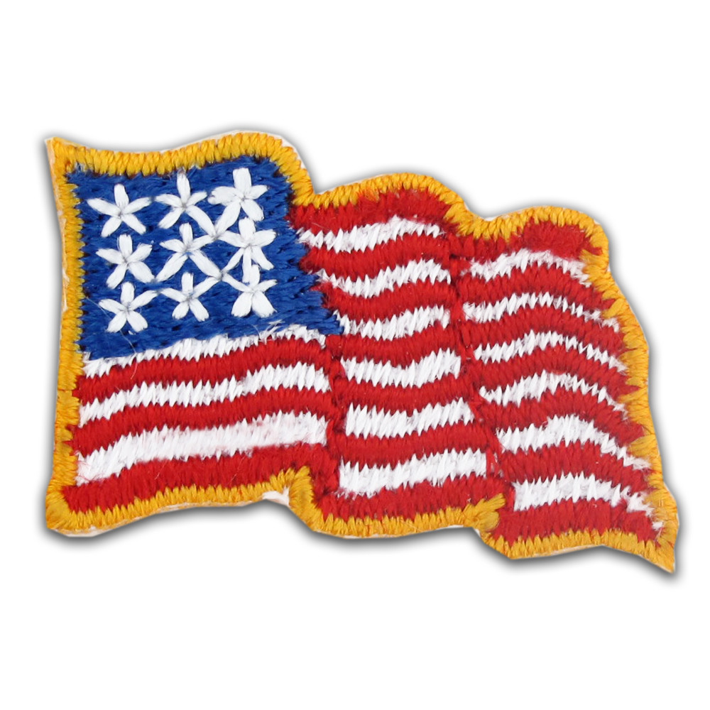 Waving American Flag Embroidered Applique Sticker
