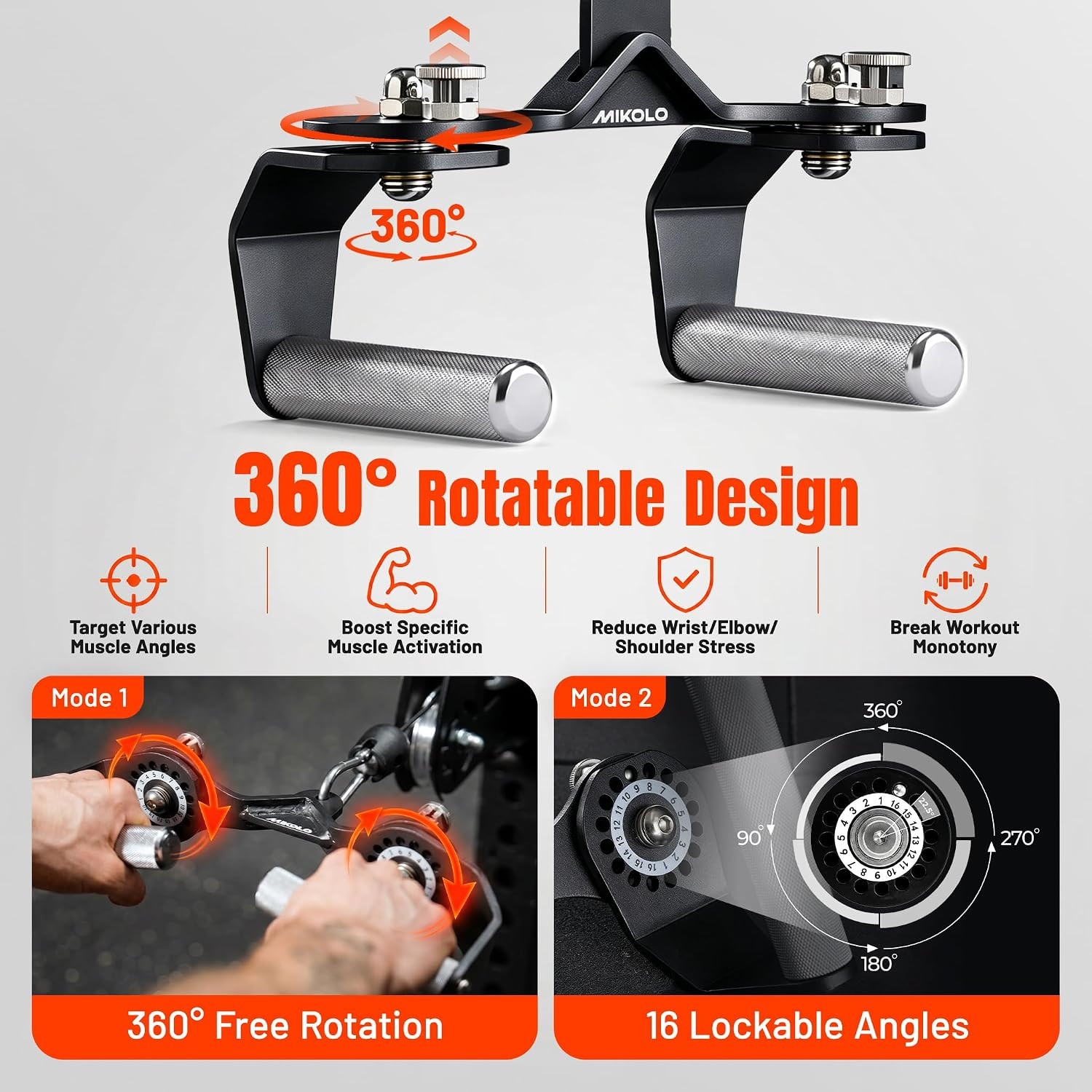 LAT Pull down Attachments with 360° Rotating Handles, LAT Pull down Bar