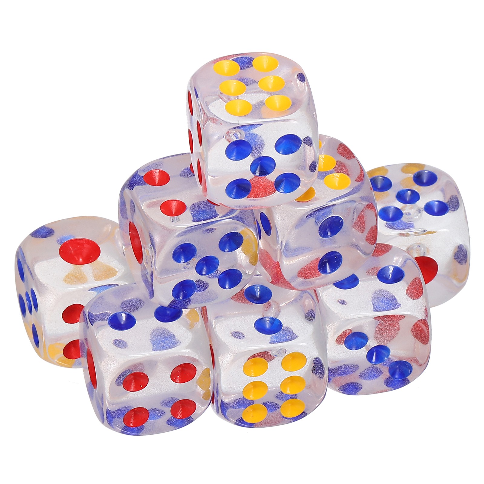 10Pcs 6 Sided Acrylic Dice 14mm/0.55" Rounded Corner Dice Transparent