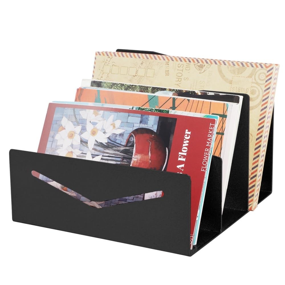 Metal Desk Mail Organizer Holder 3 Slots Letter Envelope Organizer Black