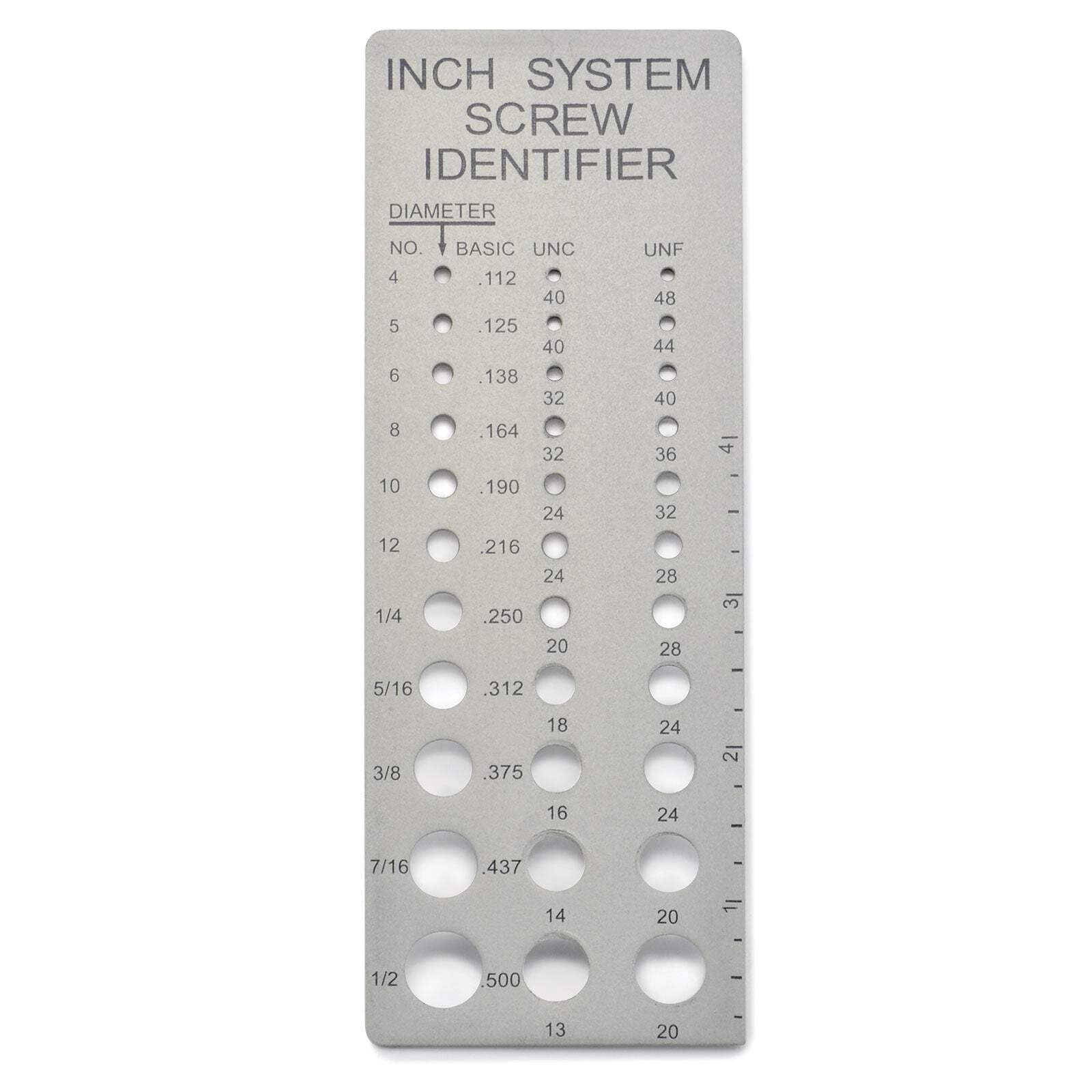 SAE/Inch Screw Checker (No. 4 to 1/2) 1/8 Inch Heavy Gauge Steel Screw Checker,