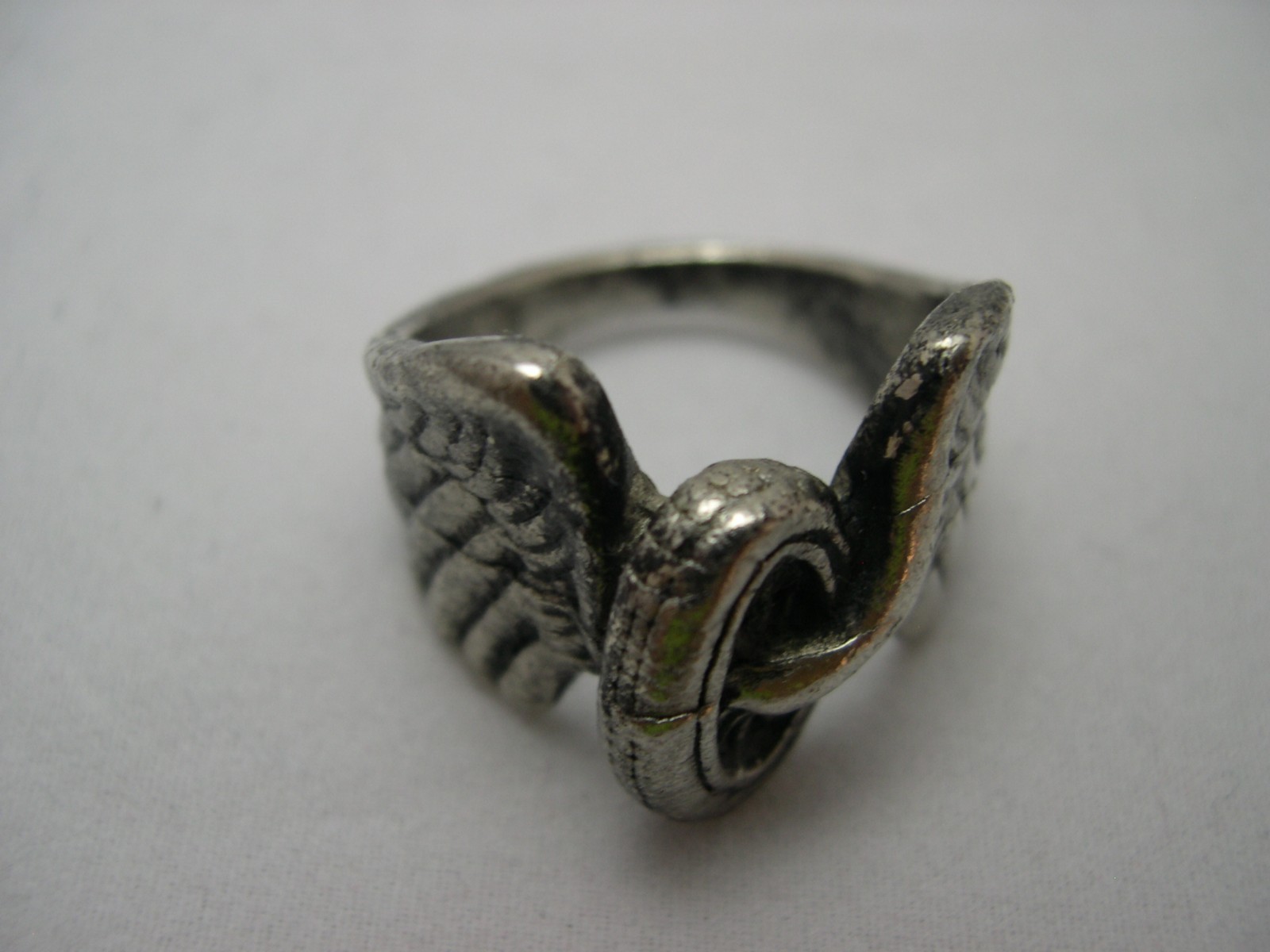 Vintage 80s Biker Pewter Ring Wheel with Wings Motorcycle Eagle Tire 8.5 9 11 13