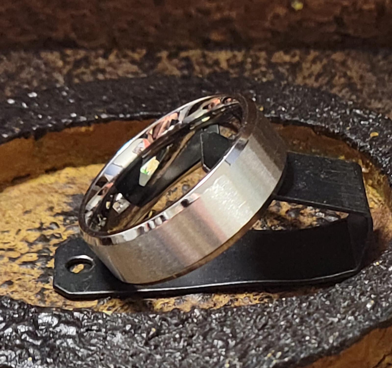 Men's Traditional Silver Wedding Ring - Step Edges Guys Wedding Ring