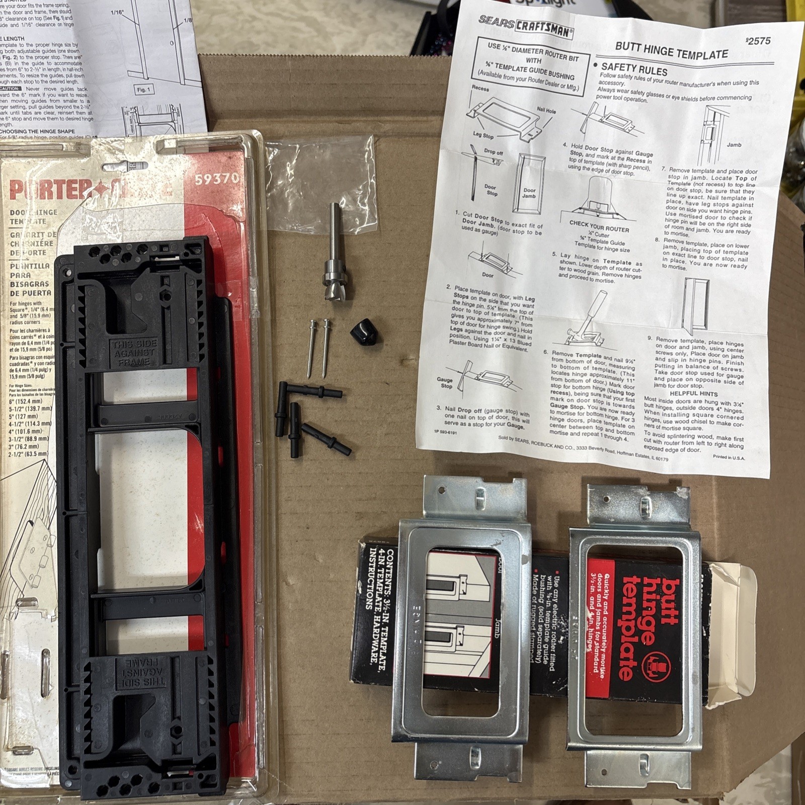 2 Pc. PORTER-CABLE 59370 Door Hinge Template & Craftsman Butt Template Set
