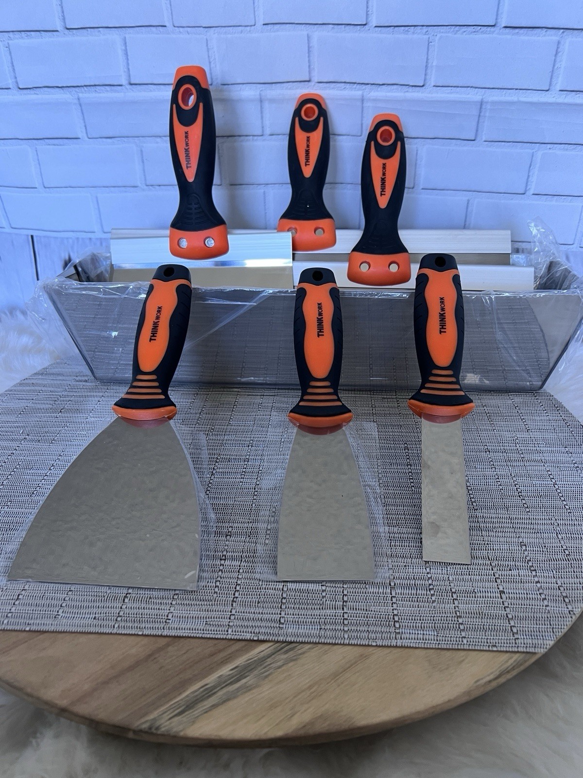 THINKWORK Drywall Knife Set, 10Pcs Drywall Tools Includes Mud Pan
