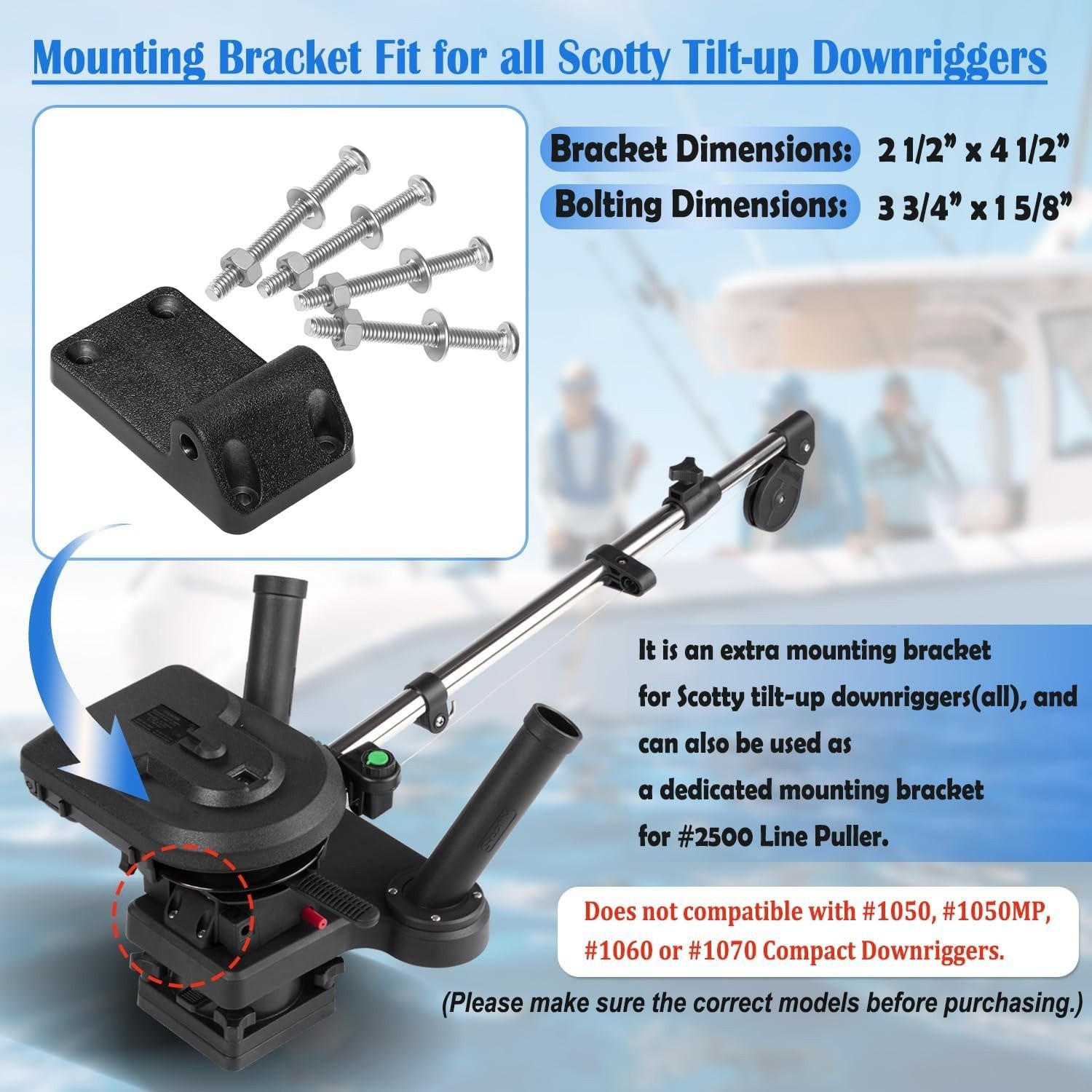 Scotty Downrigger Tilt-Up Mounting Bracket 1023 for 1080-1116&2500,Not 1050/1060