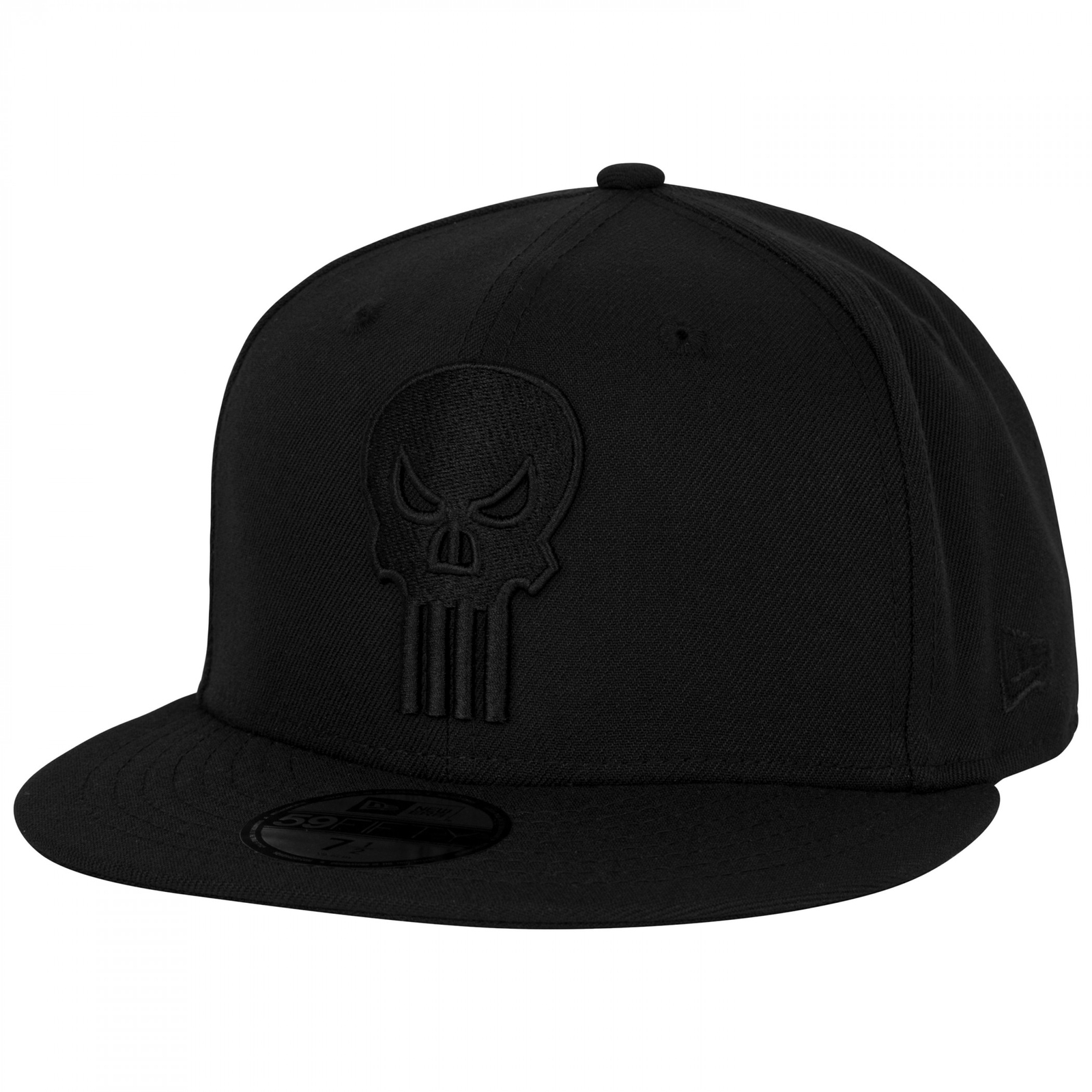 Punisher Logo Black on Black New Era 59Fifty Fitted Hat Black