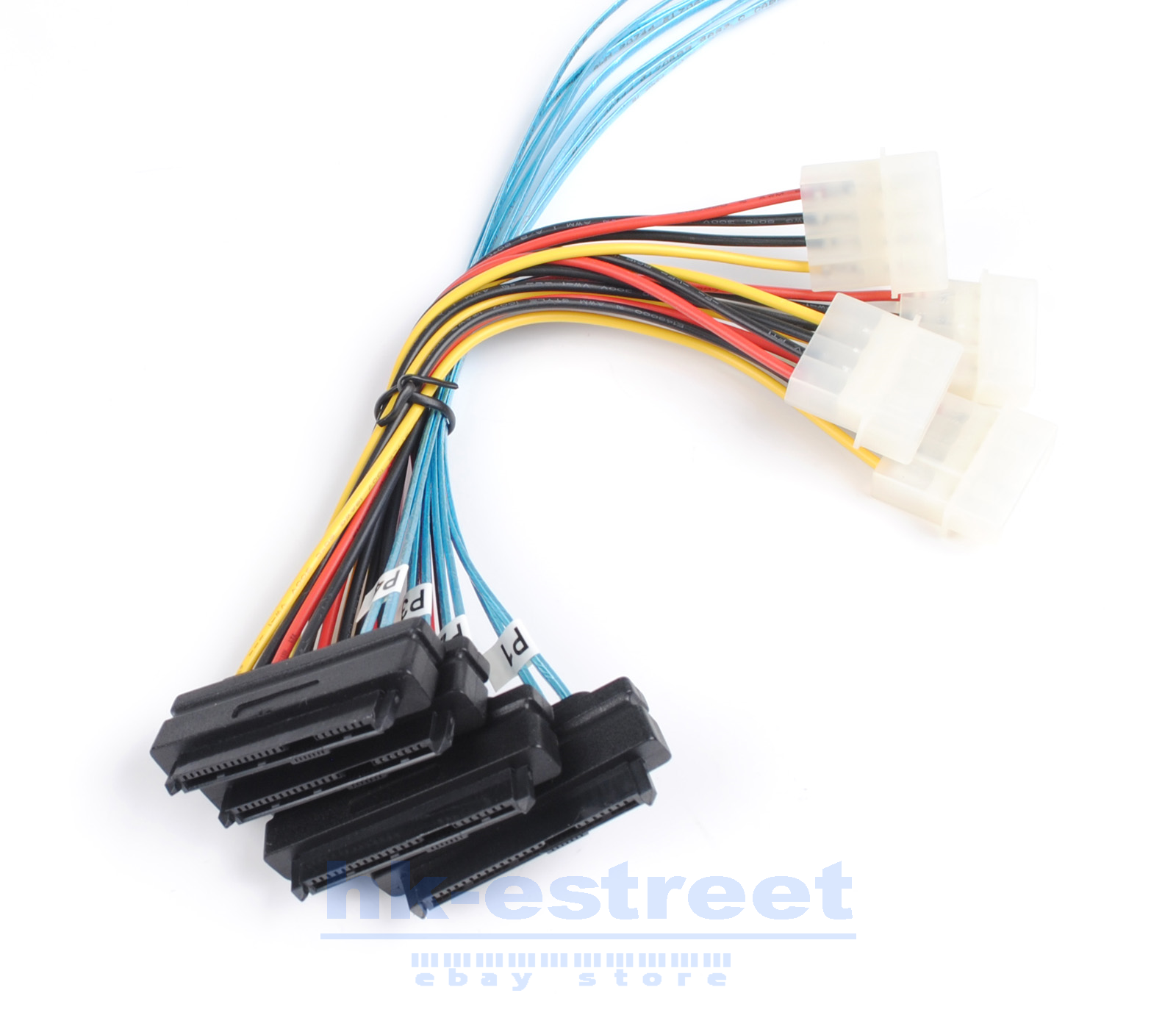 Mini SAS SFF-8087 to 4 x SFF-8482 w/ IDE Internal Breakout Power Cable 1-Meter