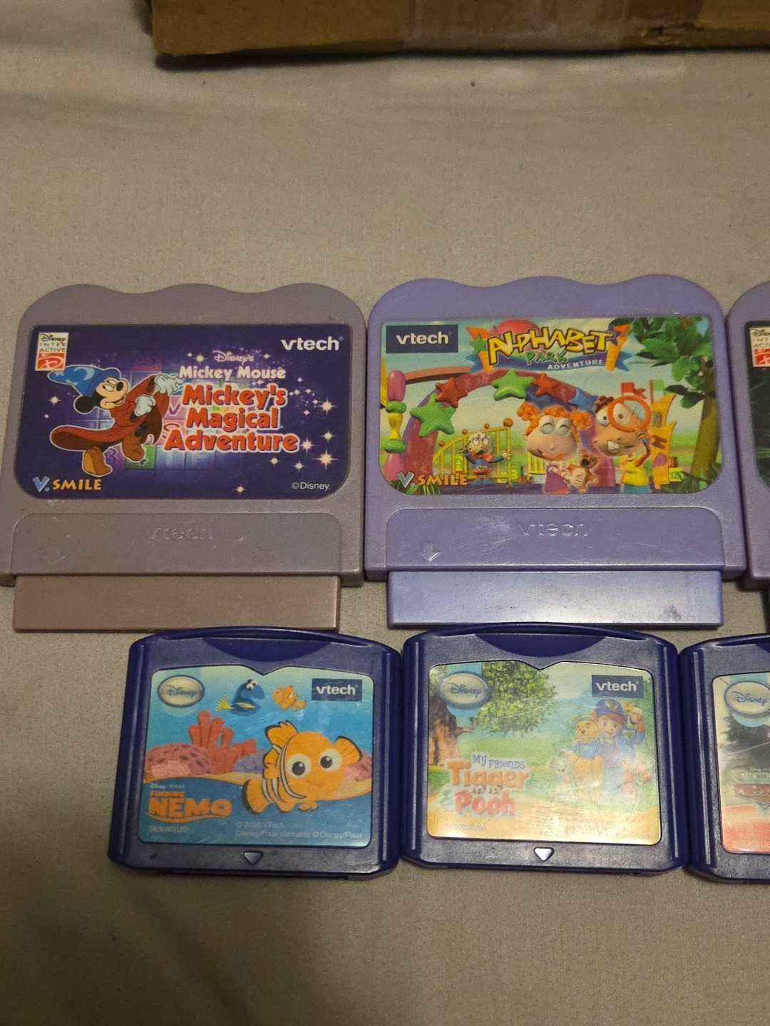 VTECH GAME LOT. 6 GAMES TOTAL. 3 BIG, 3 SMALL. ALL VTECH