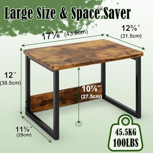 Printer Stand with Storage for Desk, Desktop Printer Stand 2 Tier Rustic Brown