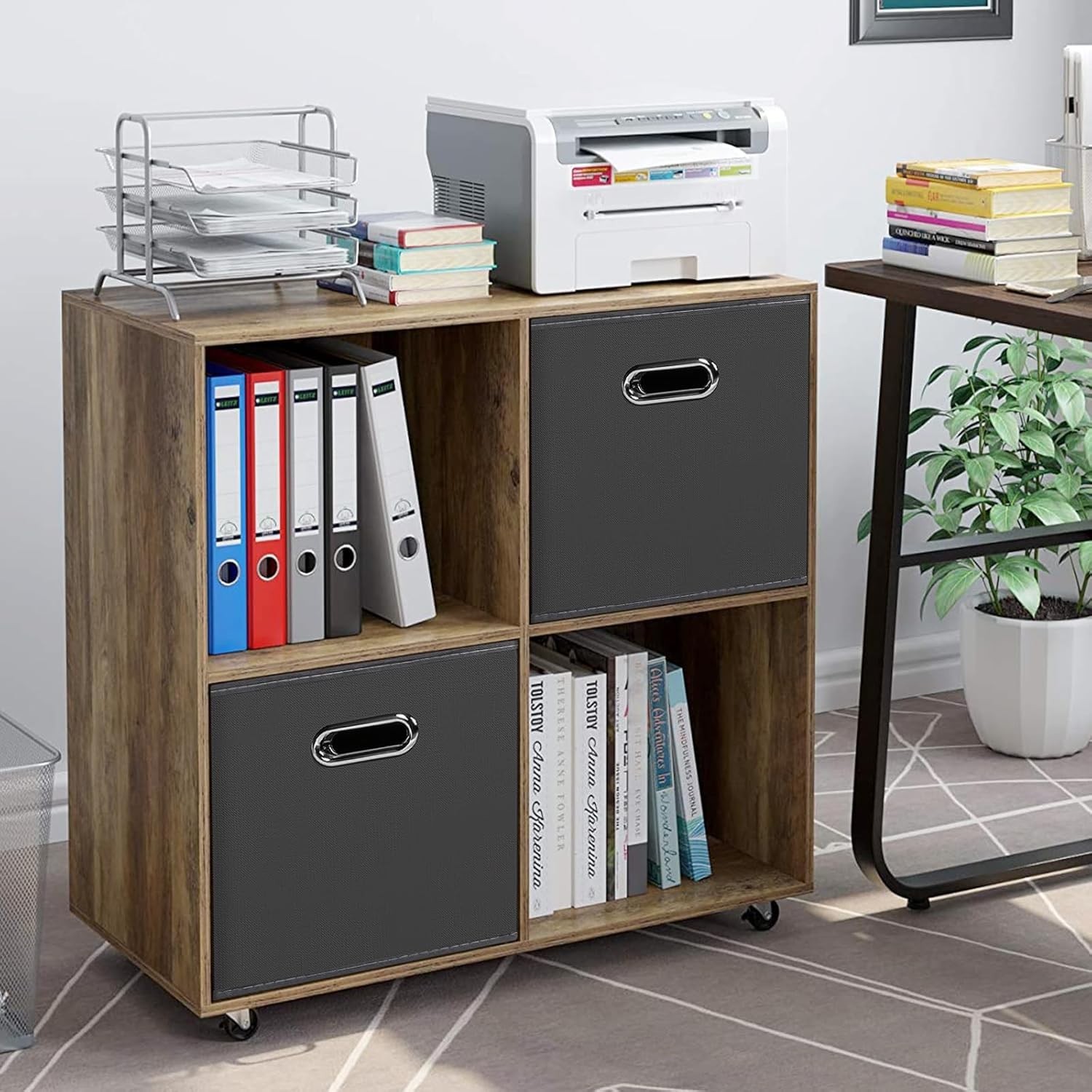 Space-Saving Grey Fabric Bins - Multi-Purpose 11x11x11 Containers with Handles