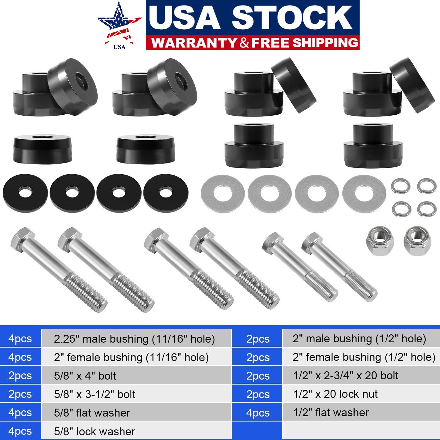 134-10005 Billet Aluminum Subframe Bushing Ki For Camaro/Nova/Chevy II 1968-1981