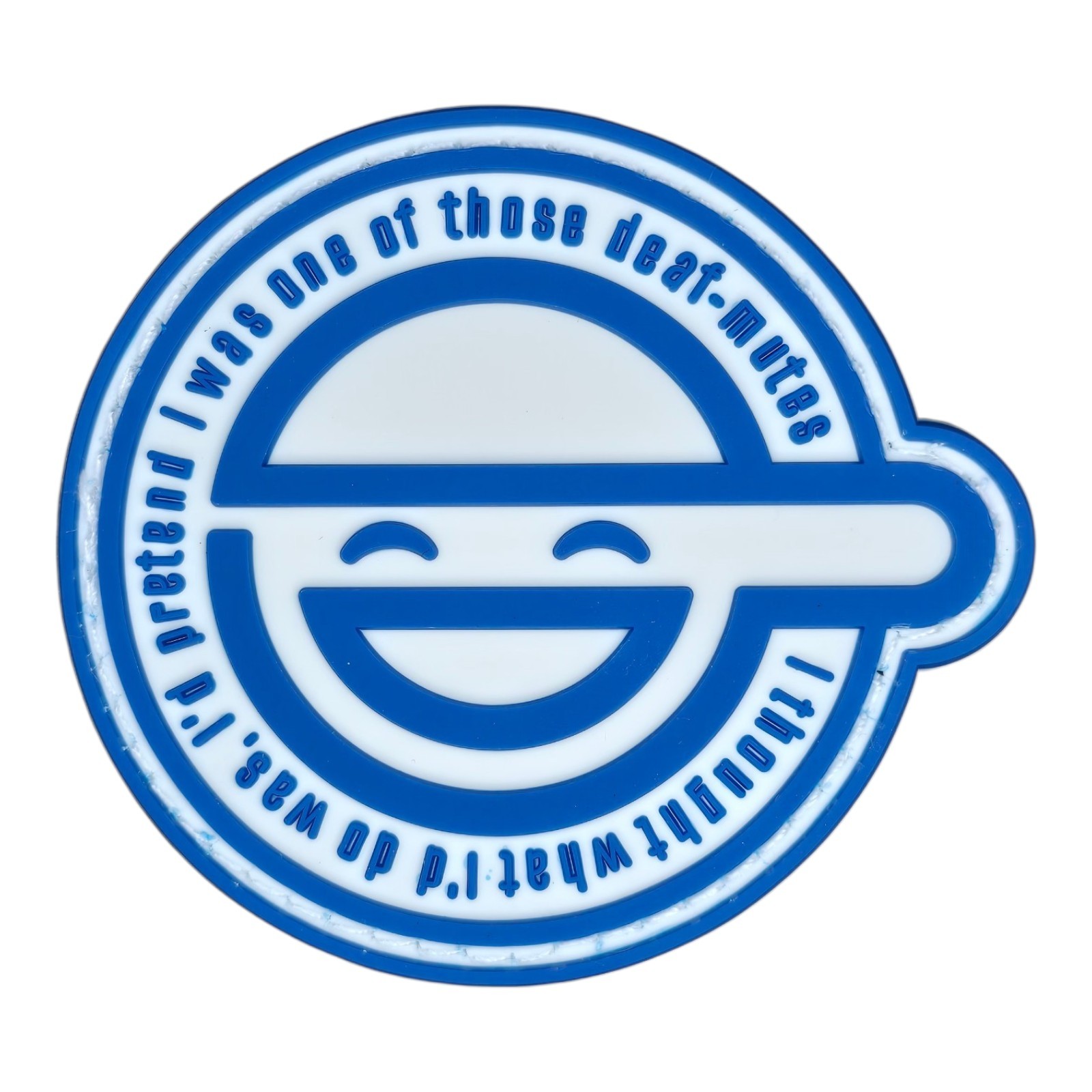 THE LAUGHING MAN GHOST IN THE SHELL:SAC ANIME BLUE GLOW PVC HOOK PATCH 2.75"