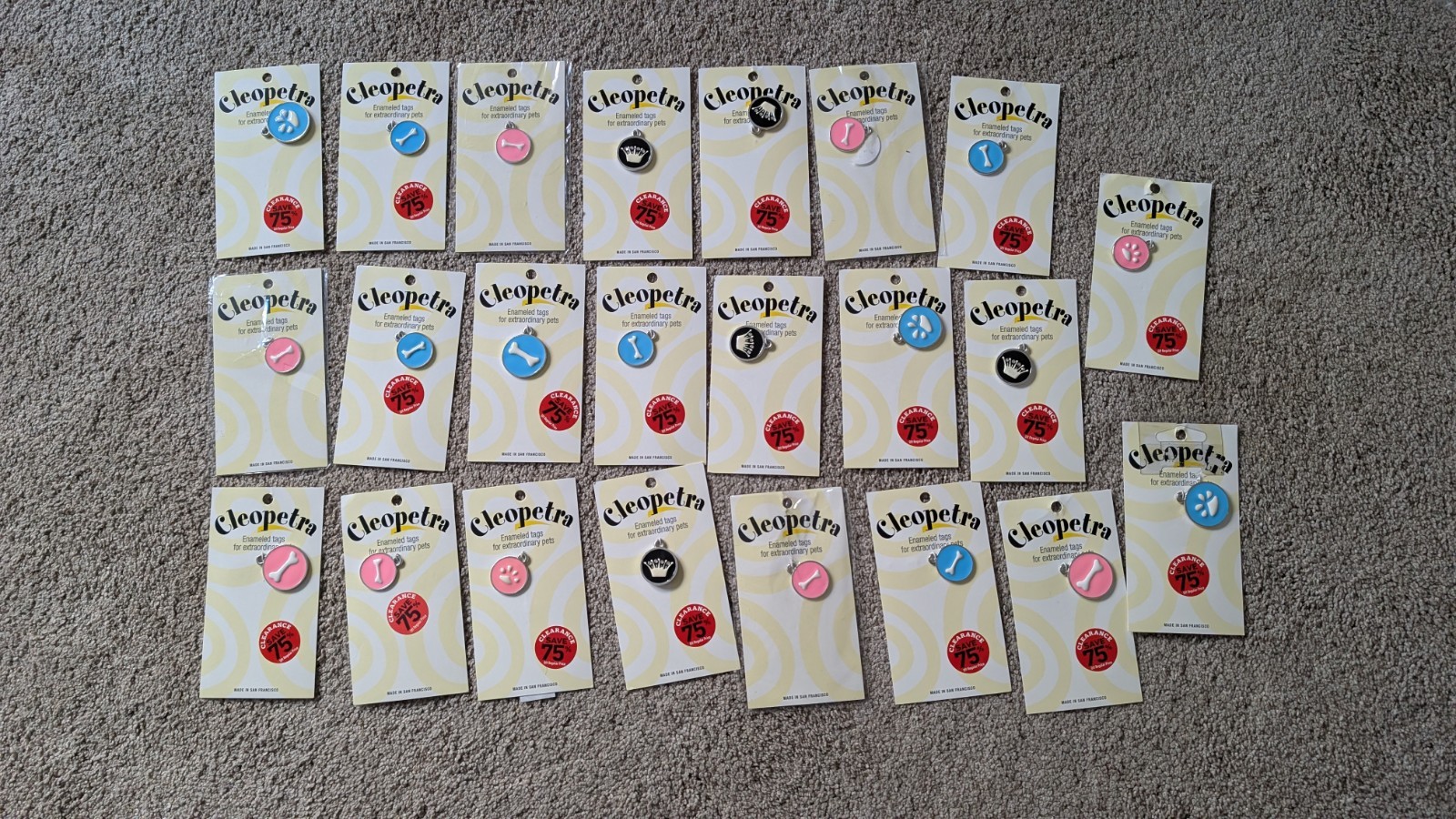 Lot of (23) New Cleopetra Enameled Boutique Dog ID Tags Engravable iMARC System