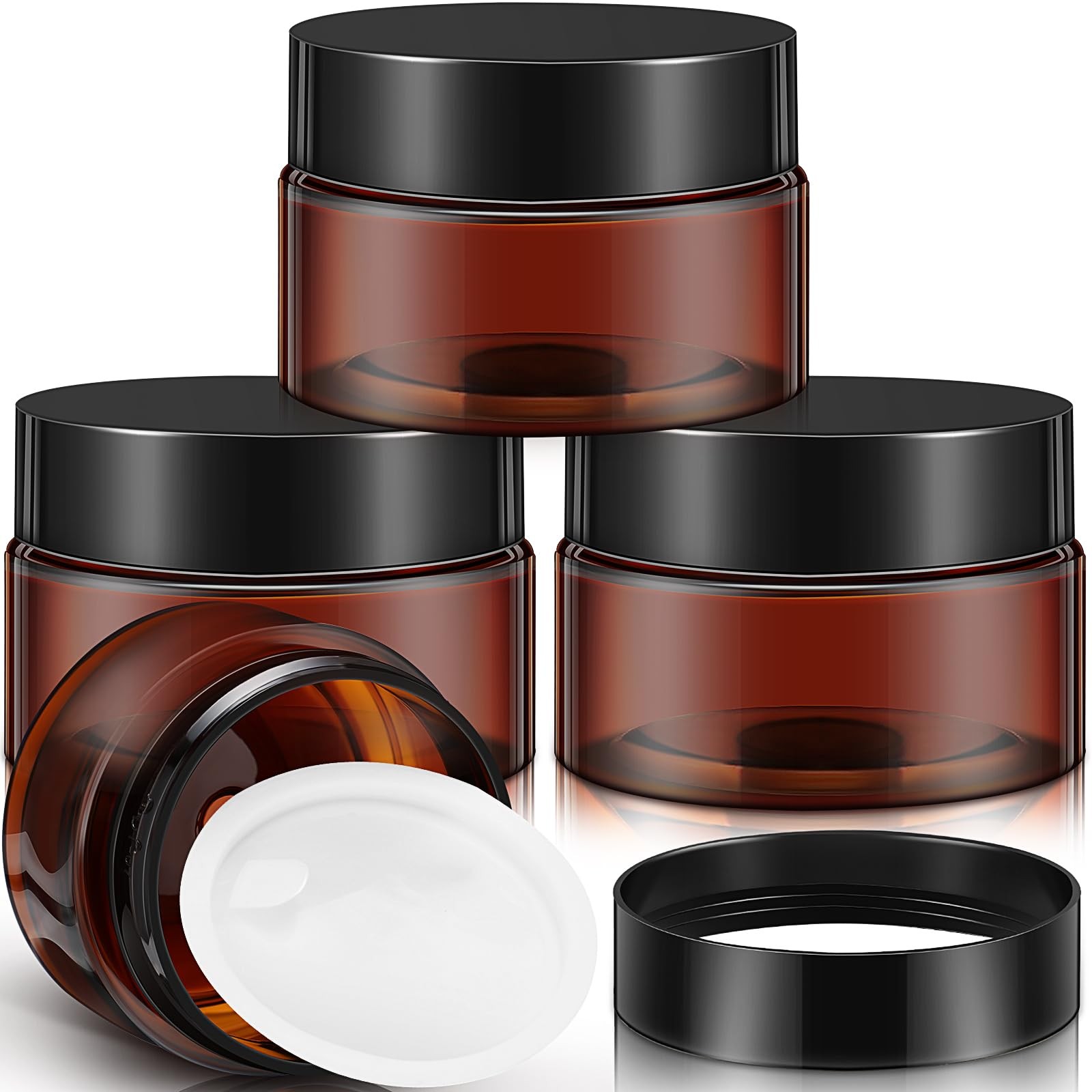 Amber Glass Jars 4 Pack 1 oz Round Leakproof Travel Containers Cosmetics Lotions
