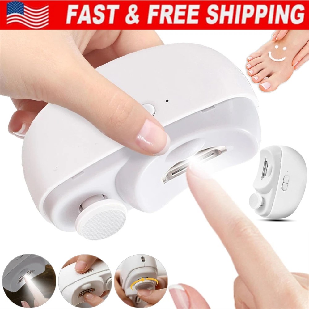 Electric Nail Grinder Automatic LED Light Trimmer Toe Cutter USB Rechargeable