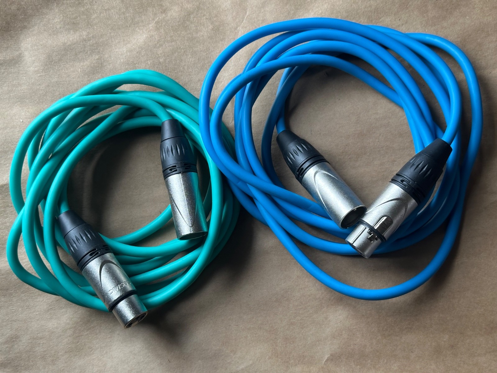 2 Pack of XLR Patch Cables 10 Feet Extension Cords Jumper 3 Pin Green & Blue