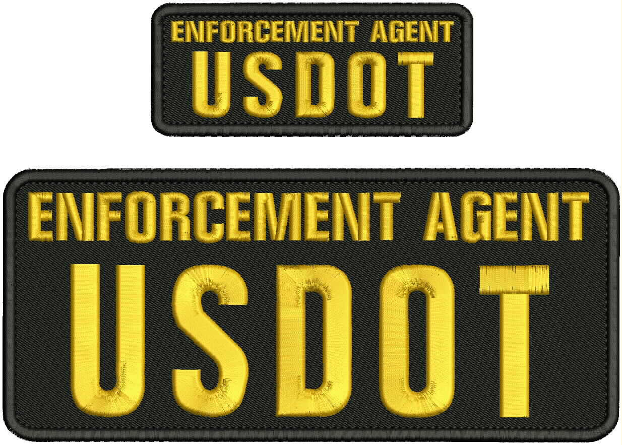 E AGENT USDOT EMB PATCH 4X10 AND 2X5 HOOK ON BACK GOLD ON BLACK