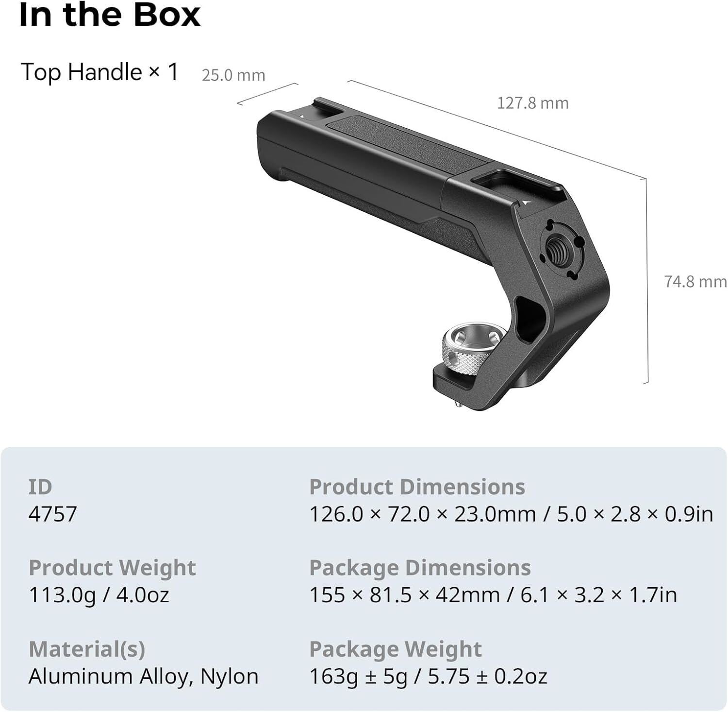 SmallRig ARRI Locating Top Handle (Tiny) with Two Cold Shoe Mounts 4757