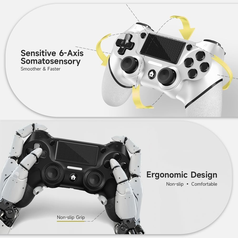 2 Pack For PS4 Controller, Wireless Controller For PS4/Pro/Slim/PC Non-Slip Grip