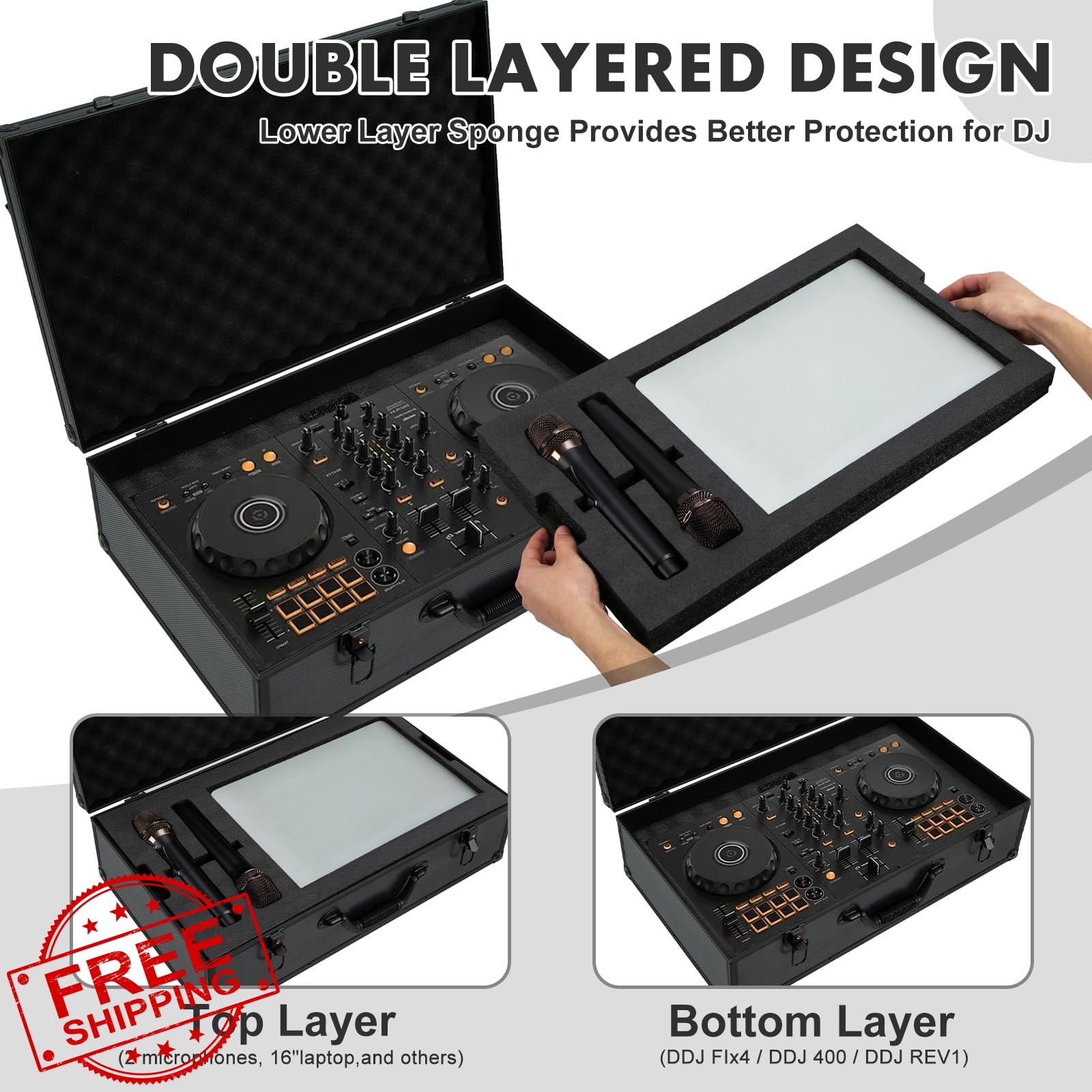 YDEPLVEO DJ Controller Hard Case DDJ-FLX4/400
