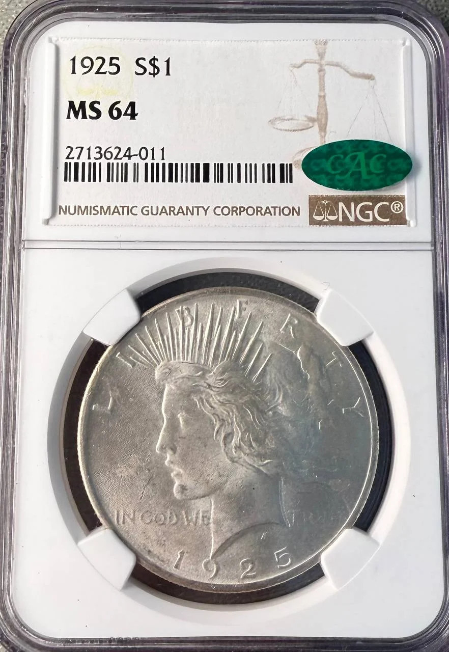 1925 Peace Silver Dollar NGC MS-64 CAC