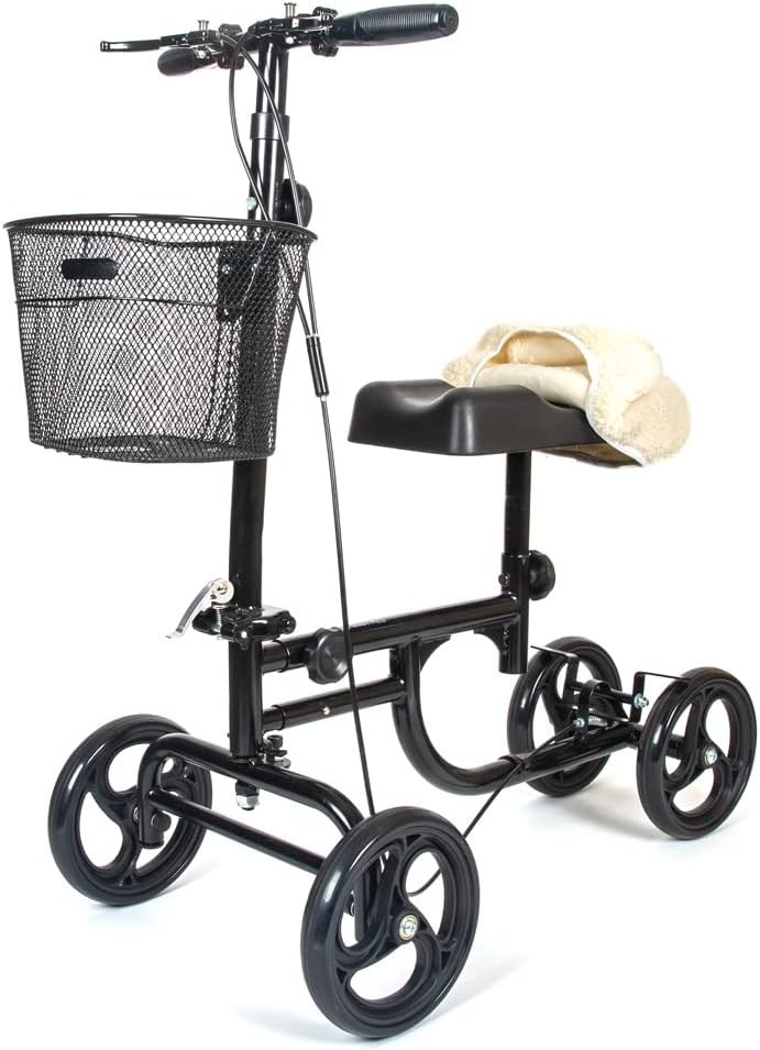 Knee Walker Scooter Steerable Dual Brakes Cushioned Pad Injury Recovery