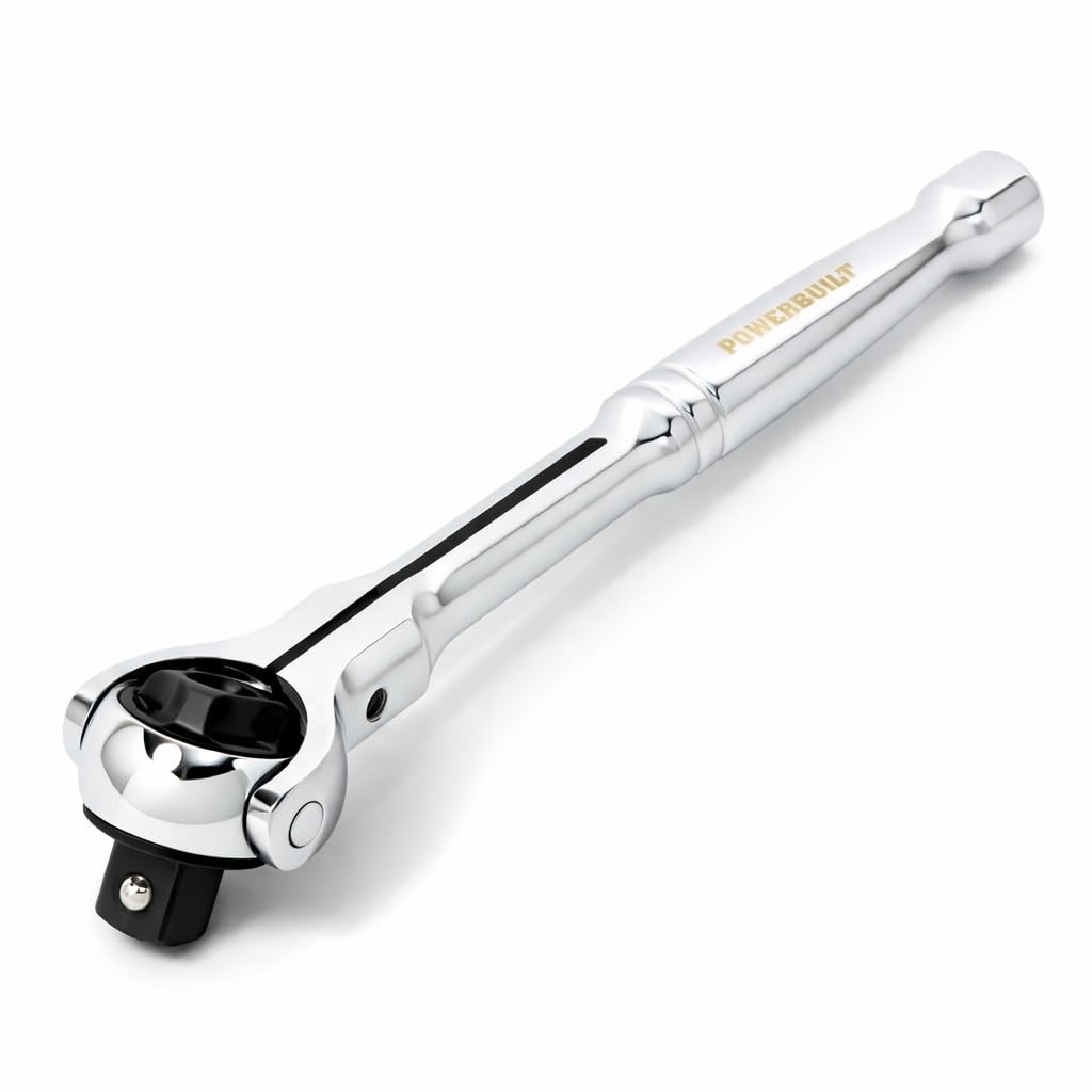 Powerbuilt Swivel Head Ratchet, 3/8 Inch Drive Hand Tools, 3/8" Drive, Silver