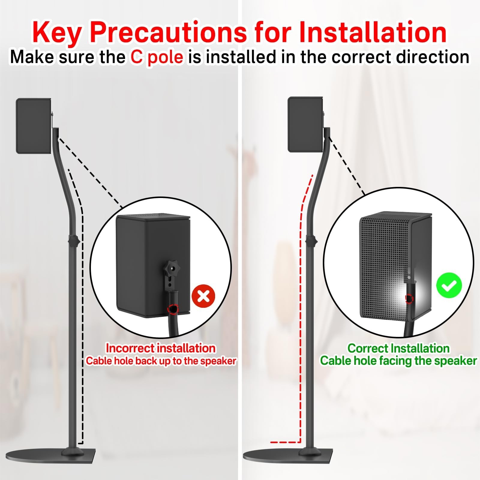 Speaker Stands for Vizio Pair with Wall Mount - Black