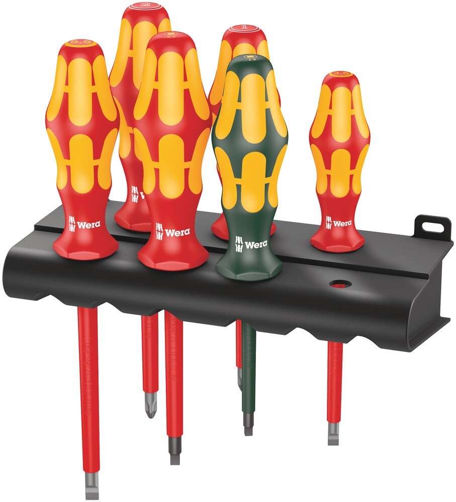 Wera 160i/168i/6 VDE Insulated Kraftform Screwdriver Set with Rack 05347777001