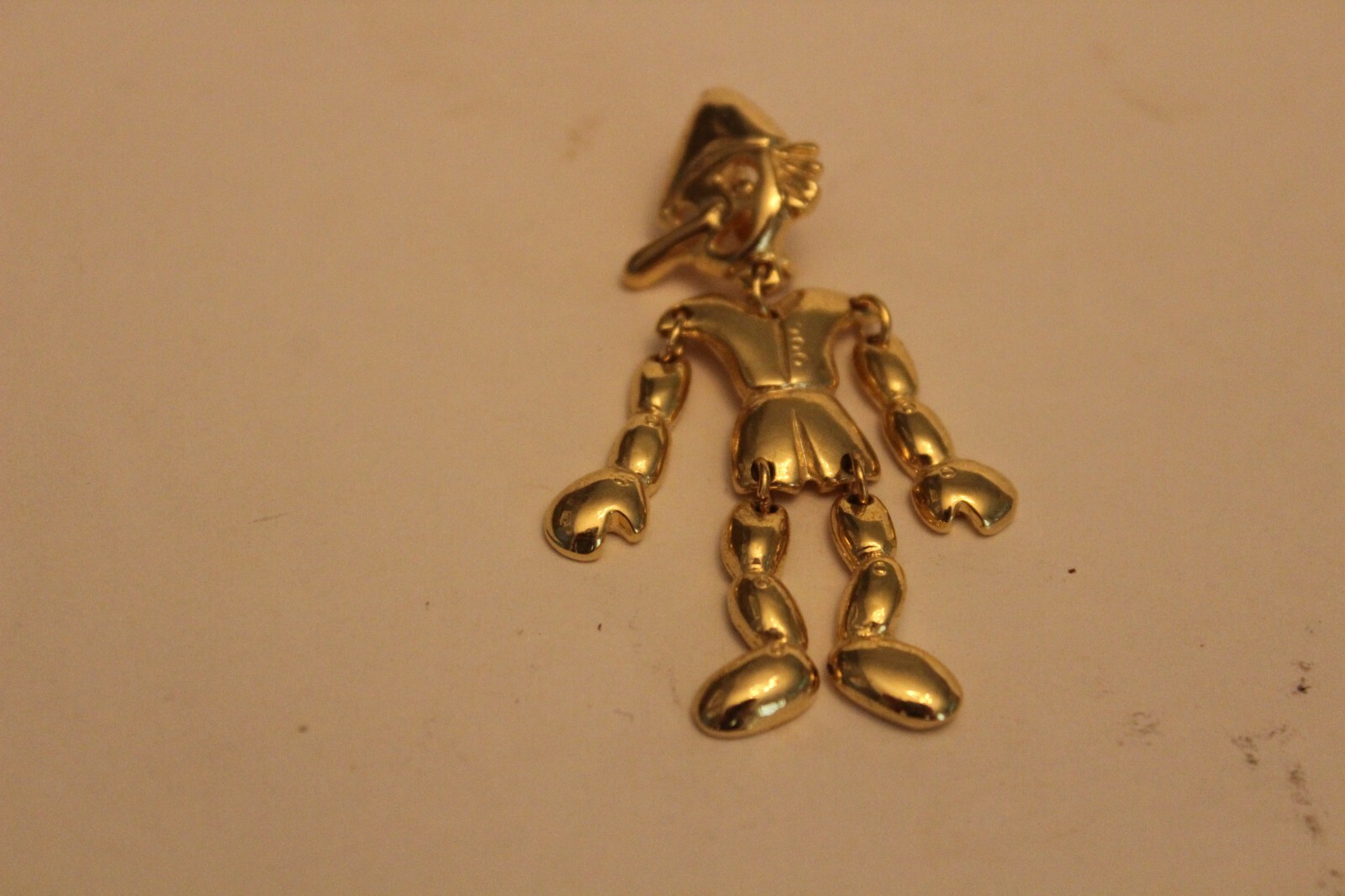 Articulated Scarecrow Gold Tone 2 inch Tall Pin / Brooch with 5 Joints