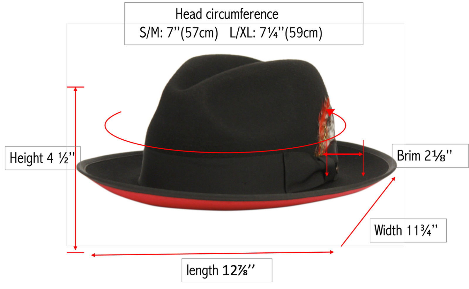 Men's Two Tone Fashion High Quality Red Bottom Fedora