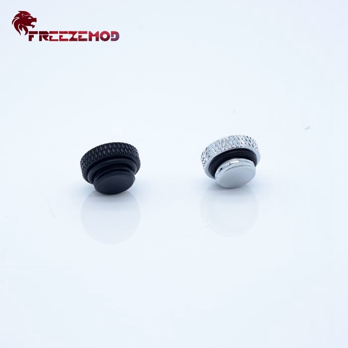 4 Pcs FreezeMod G1/4" Thread Low Profile PLUG Stop Fitting Black Silver Brass