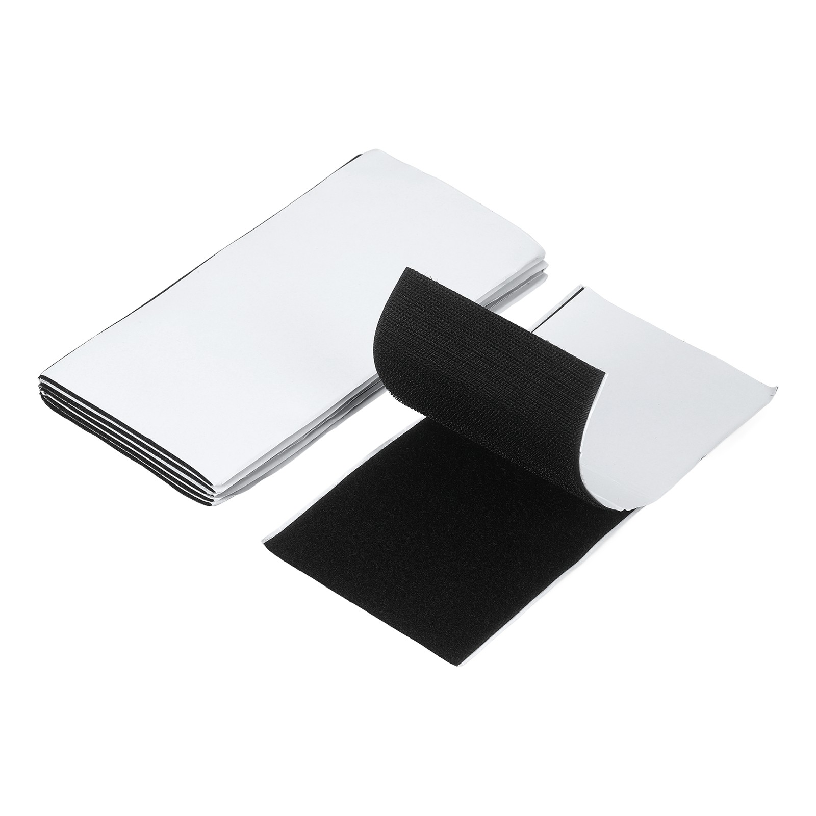 6 Pcs 8 x 4 Inch Hook and Loop Tape with Adhesive for Home Office, Black