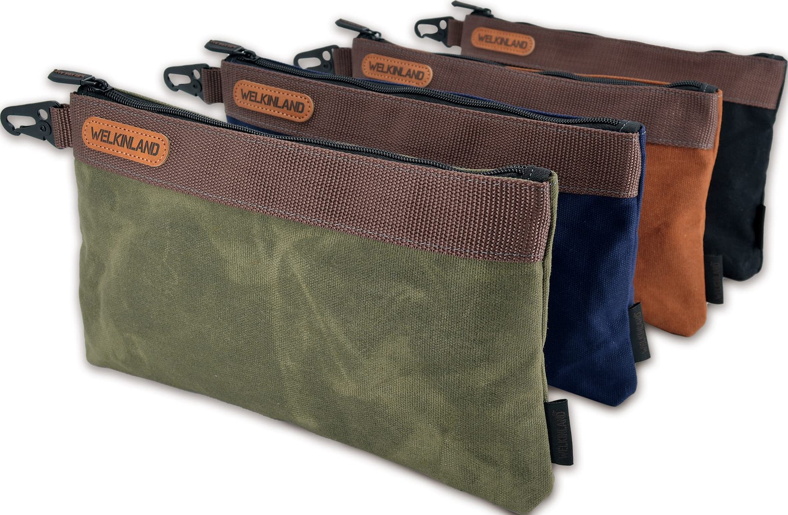 WELKINLAND Heavy-Duty Canvas Tool pouch, 4PCS Tool pouches, 12 Tool pouch, Waxed