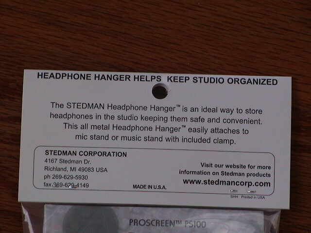 STEDMAN SHH PRO STUDIO HEADPHONE HANGER - NEW!!