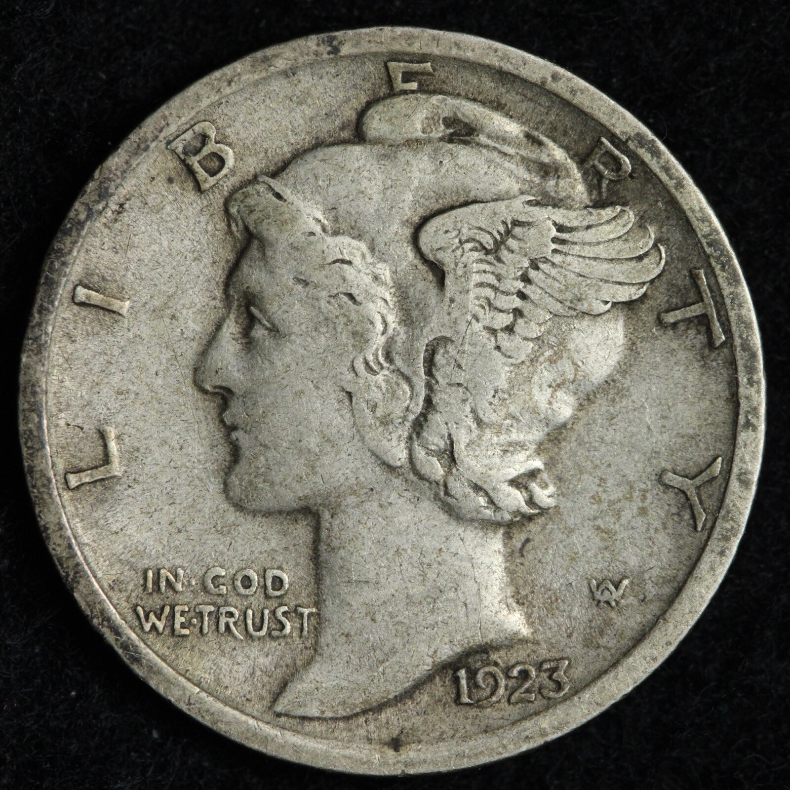 1923 Mercury Silver Dime XF E124 RZE