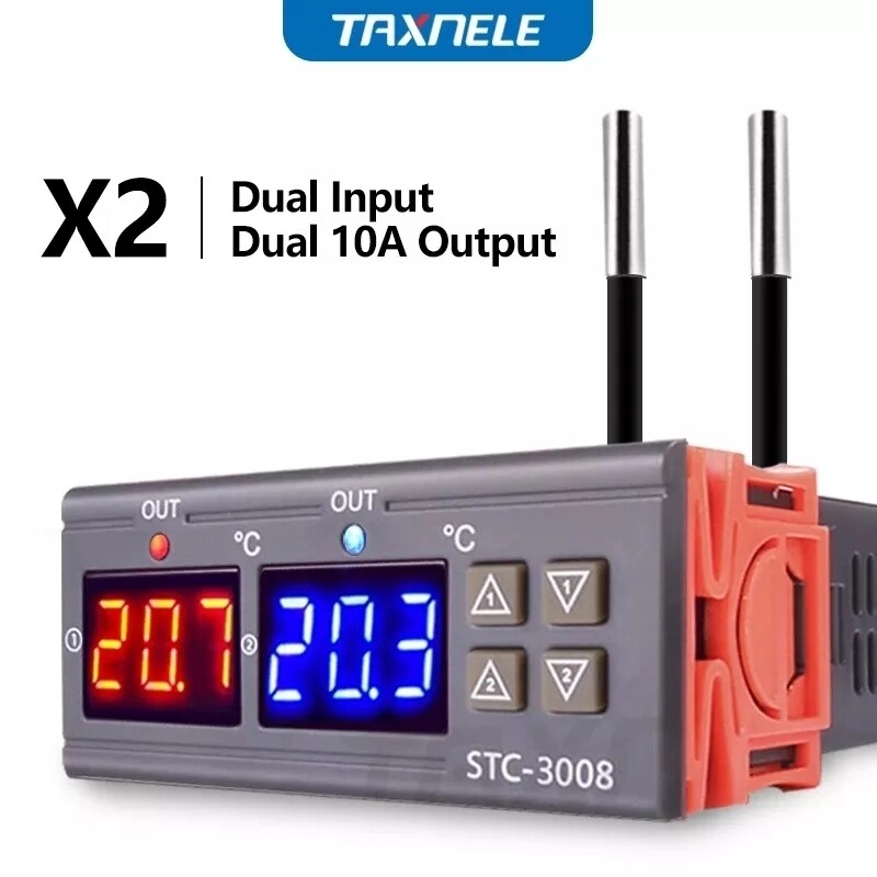STC-3008 Dual Temperature Controller Two Relay Output Thermostat Heater Cooler
