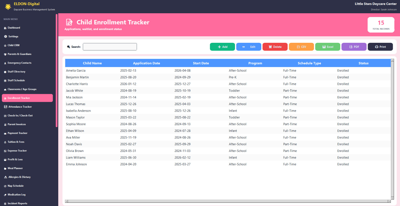 Daycare Management Software USB 💻 36 Modules Childcare Preschool Windows Mac
