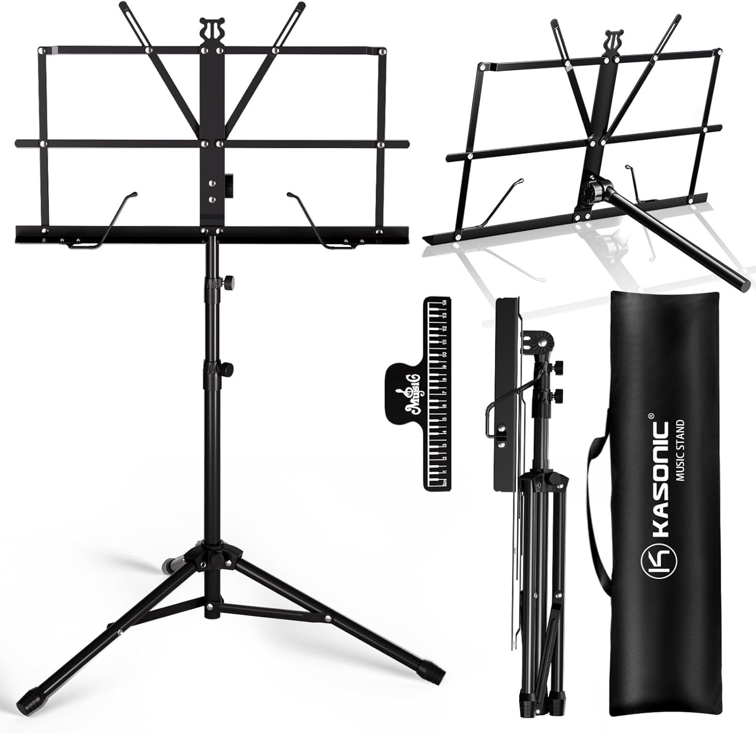 K KASONIC Music Stand, 2 in 1 Folding Sheet Music & Book Stand with Bag
