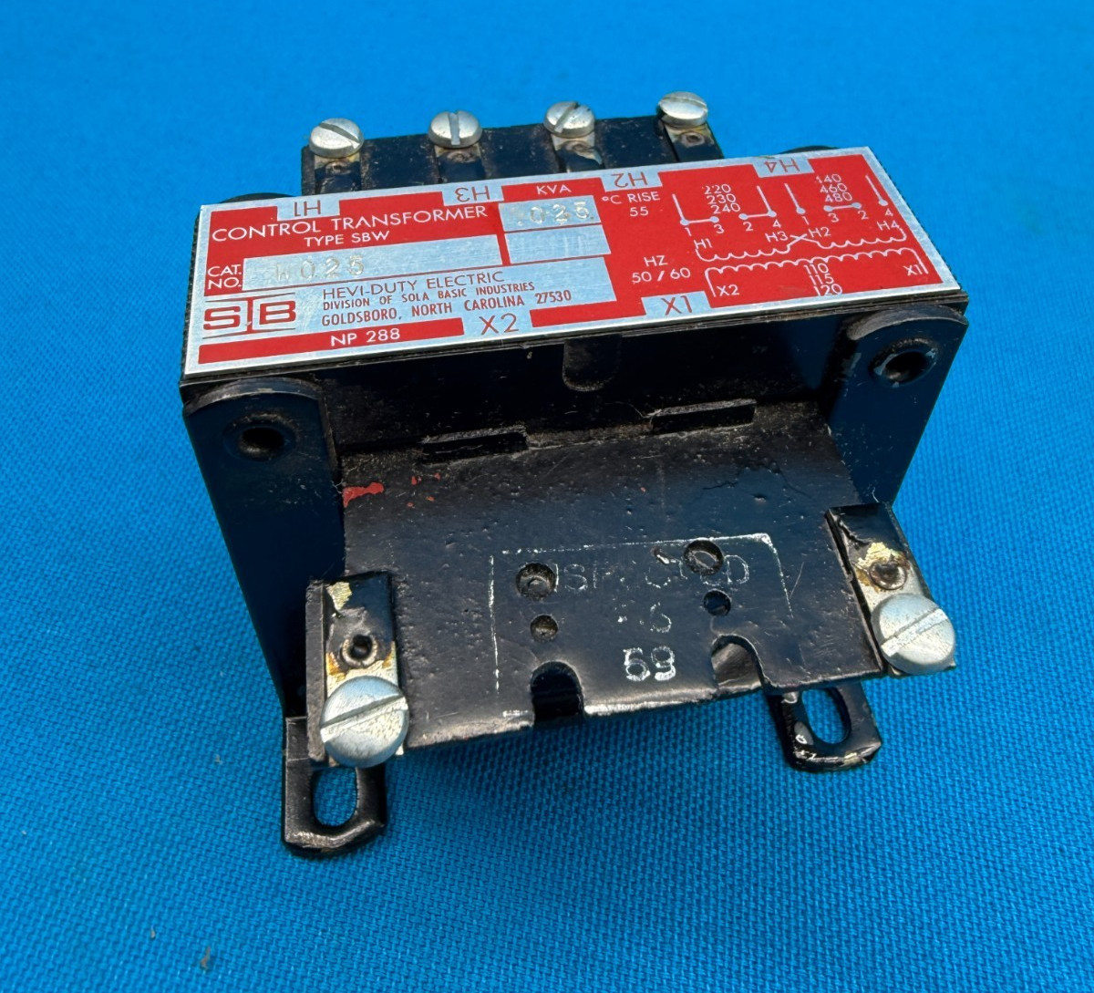 Sola W025 Hevi-Duty Electric .025KVA Control Transformer