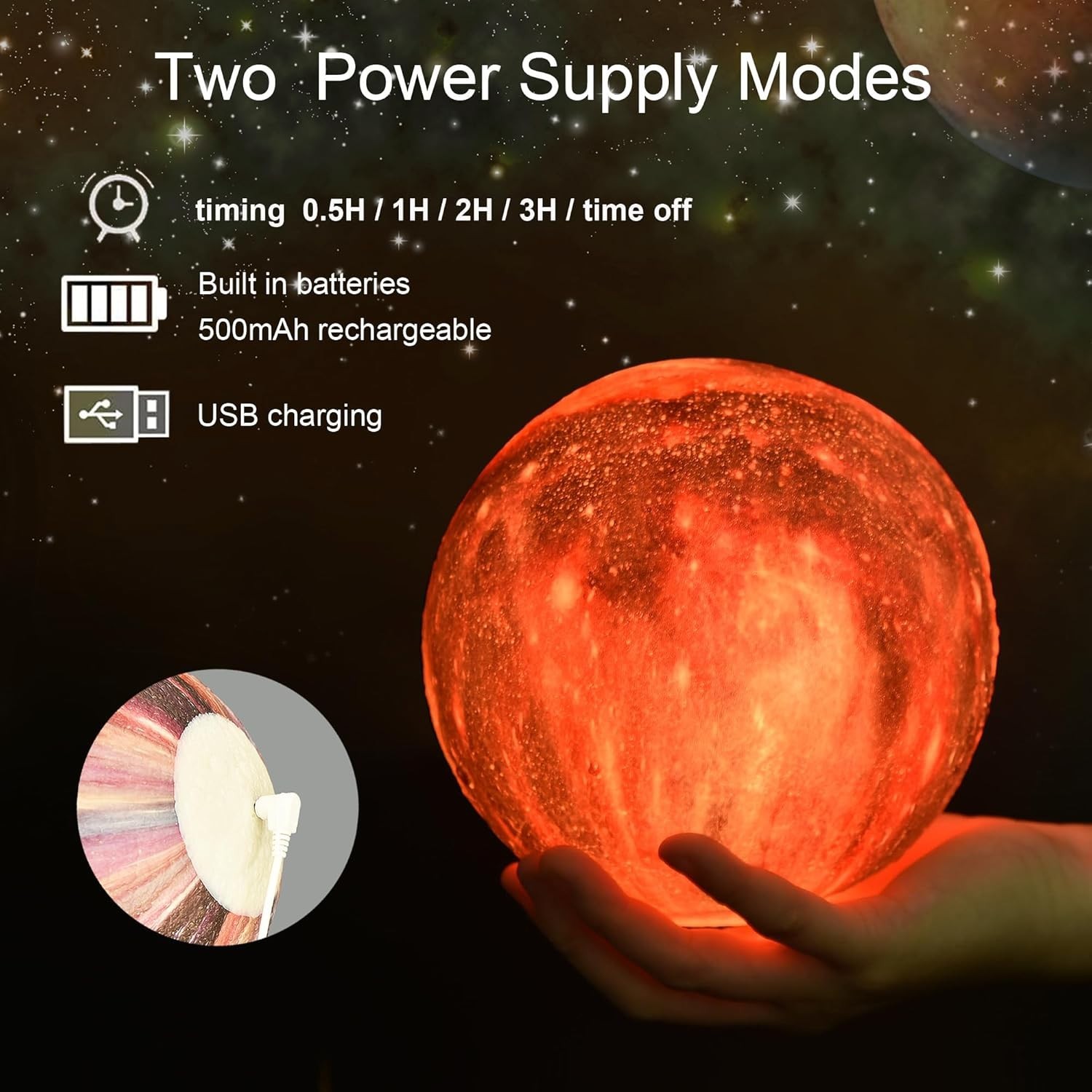 Energy Efficient Color Changing Globe Light with Timer and Rechargeable Battery