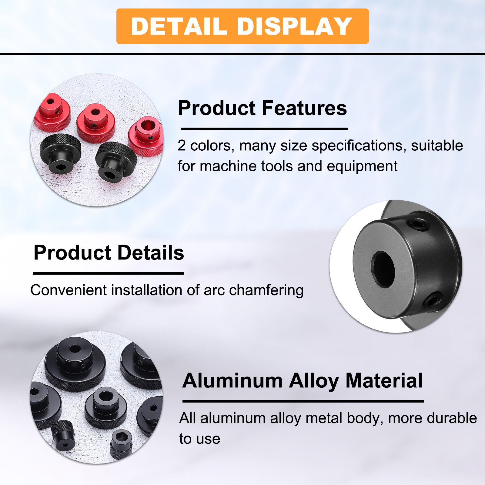 Anodization Aluminum Alloy Handwheel 6mm Bore 30mm OD Knurled Knob, Black