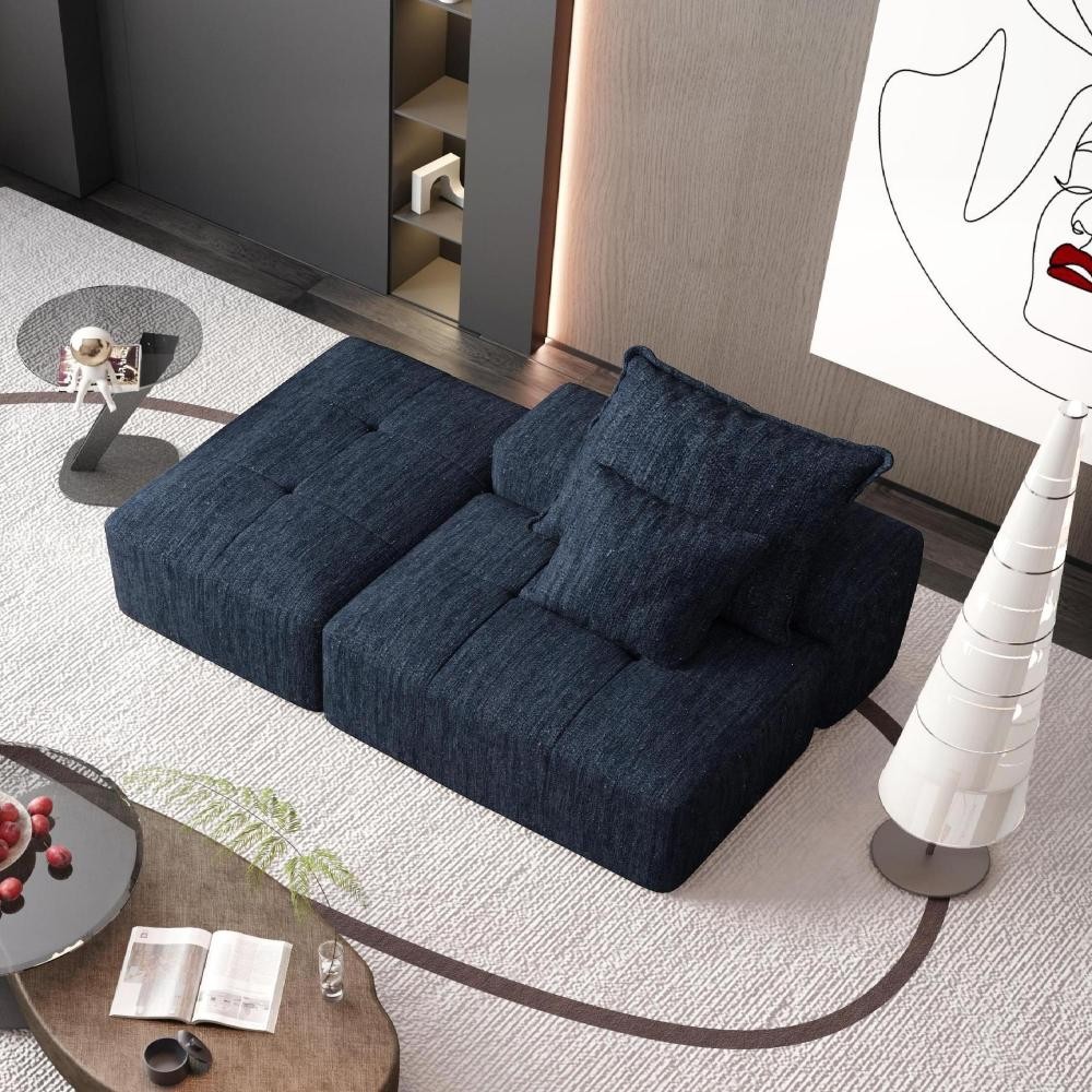 Large Blue Chenille Modular Sectional Sofa, 30+ Configurations, Free Ship