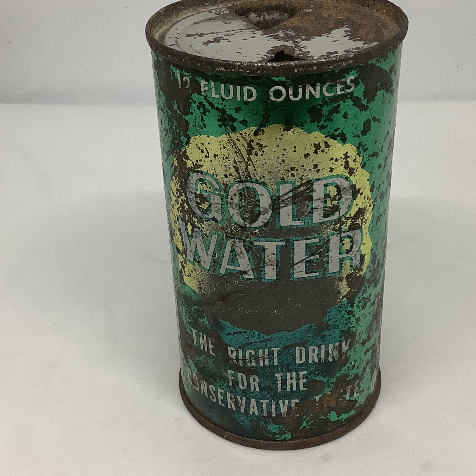 VINTAGE GOLD WATER FLAT TOP CAN