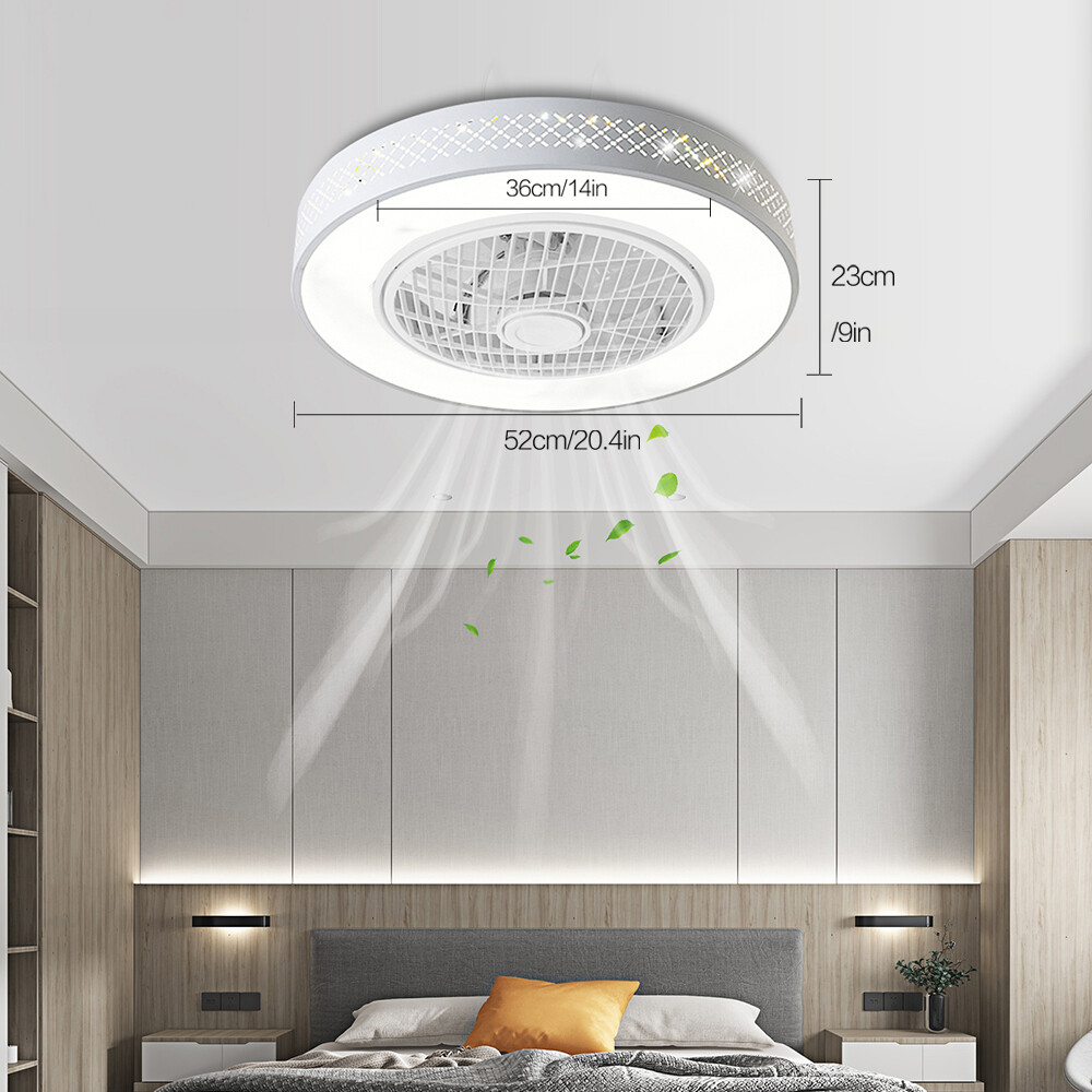 20" Modern Fan Lights Flush Mount LED Ceiling Light kit With Remote Control