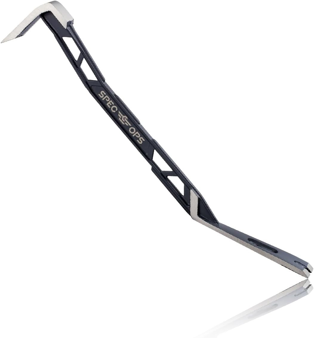 Tools 18" Flat Pry Bar Crowbar, Lightweight Skeletonized Design, Teardrop Nail P